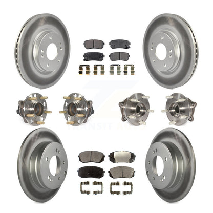 Hub Bearing Coated Disc Brake Rotor Pad Front Rear Kit (10Pc) For Hyundai Sonata