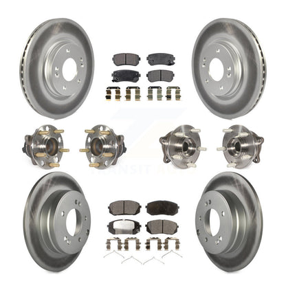 Hub Bearing Coated Disc Brake Rotor Pad Front Rear Kit (10Pc) For Hyundai Sonata