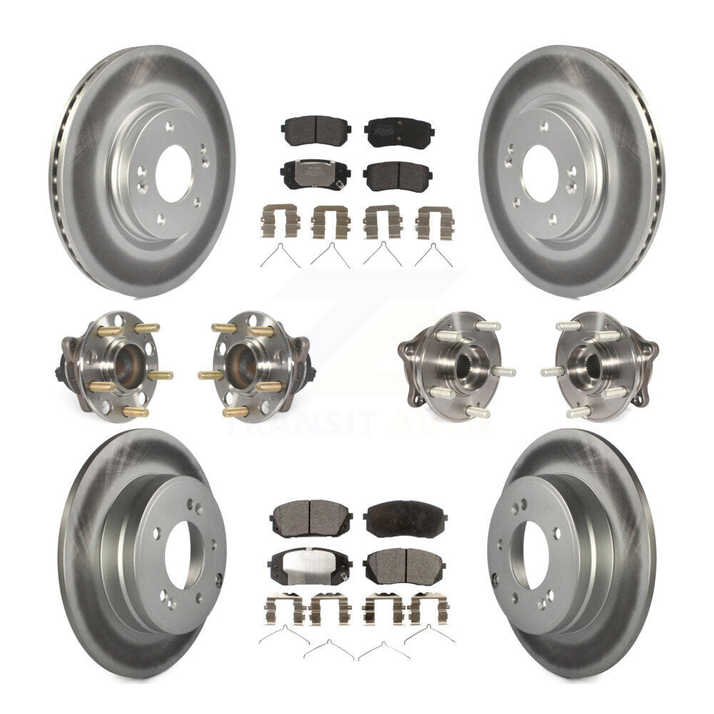 Hub Bearing Coated Disc Brake Rotor And Pad Front Rear Kit (10Pc) For Kia Optima