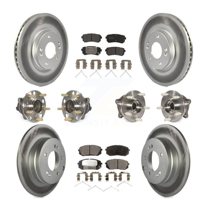 Hub Bearing Coated Disc Brake Rotor And Pad Front Rear Kit (10Pc) For Kia Optima