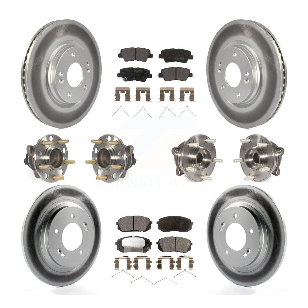 Hub Bearing Coated Disc Brake Rotor And Pad Front Rear Kit (10Pc) For Kia Optima