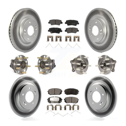 Hub Bearing Coated Disc Brake Rotor And Pad Front Rear Kit (10Pc) For Kia Optima