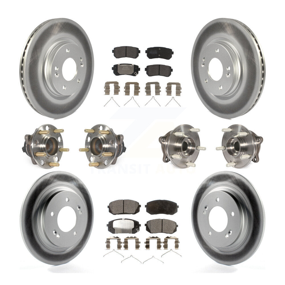 Hub Bearing Coated Disc Brake Rotor And Pad Front Rear Kit (10Pc) For Kia Optima