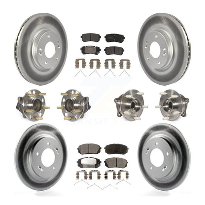Hub Bearing Coated Disc Brake Rotor And Pad Front Rear Kit (10Pc) For Kia Optima