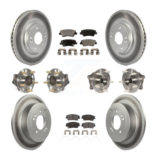 Hub Bearing Coated Brake Rotor Pads Front Rear Kit (10Pc) For Hyundai Tucson Kia