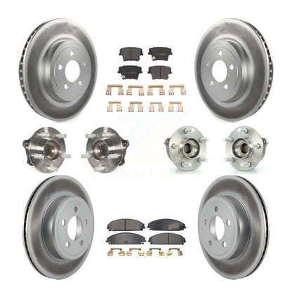 Hub Bearing Coated Brake Rotor & Pad Front Rear Kit (10Pc) For Dodge Charger 300