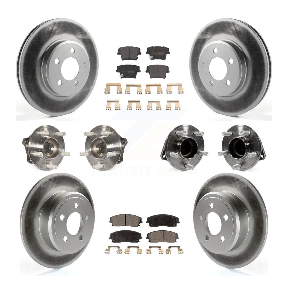 Hub Bearing Coated Brake Rotor & Pad Front Rear Kit (10Pc) For Dodge Charger 300