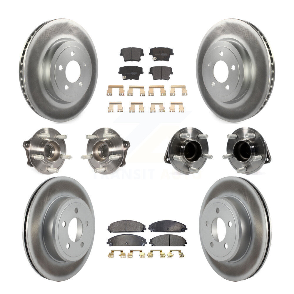 Hub Bearing Coated Brake Rotor & Pad Front Rear Kit (10Pc) For Dodge Charger 300