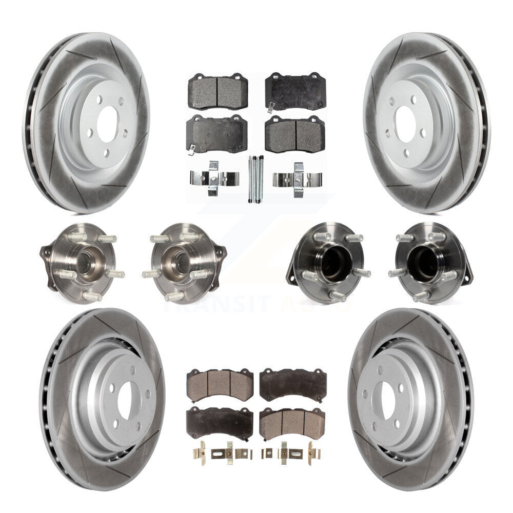 Hub Bearing Coated Brake Rotor & Pads Front Rear Kit (10Pc) For Dodge Challenger
