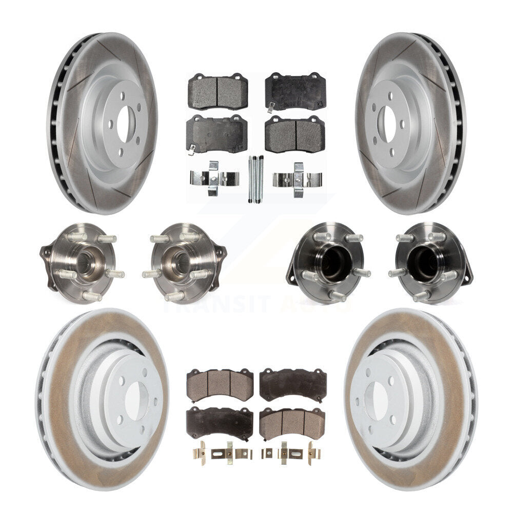 Hub Bearing Coated Brake Rotor & Pads Front Rear Kit (10Pc) For Dodge Challenger