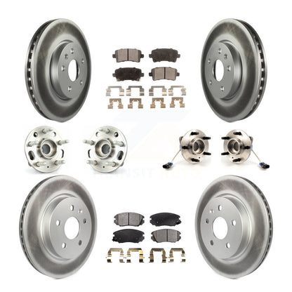 Hub Bearing Coated Brake Rotor & Pad Front Rear Kit (10Pc) For 2010 Buick Allure