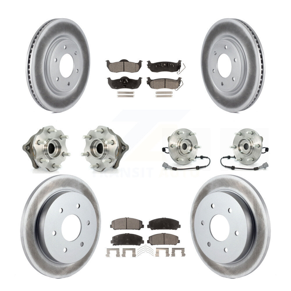 Hub Bearing Coated Disc Brake Rotor Pads Front Rear Kit (10Pc) For Nissan Armada