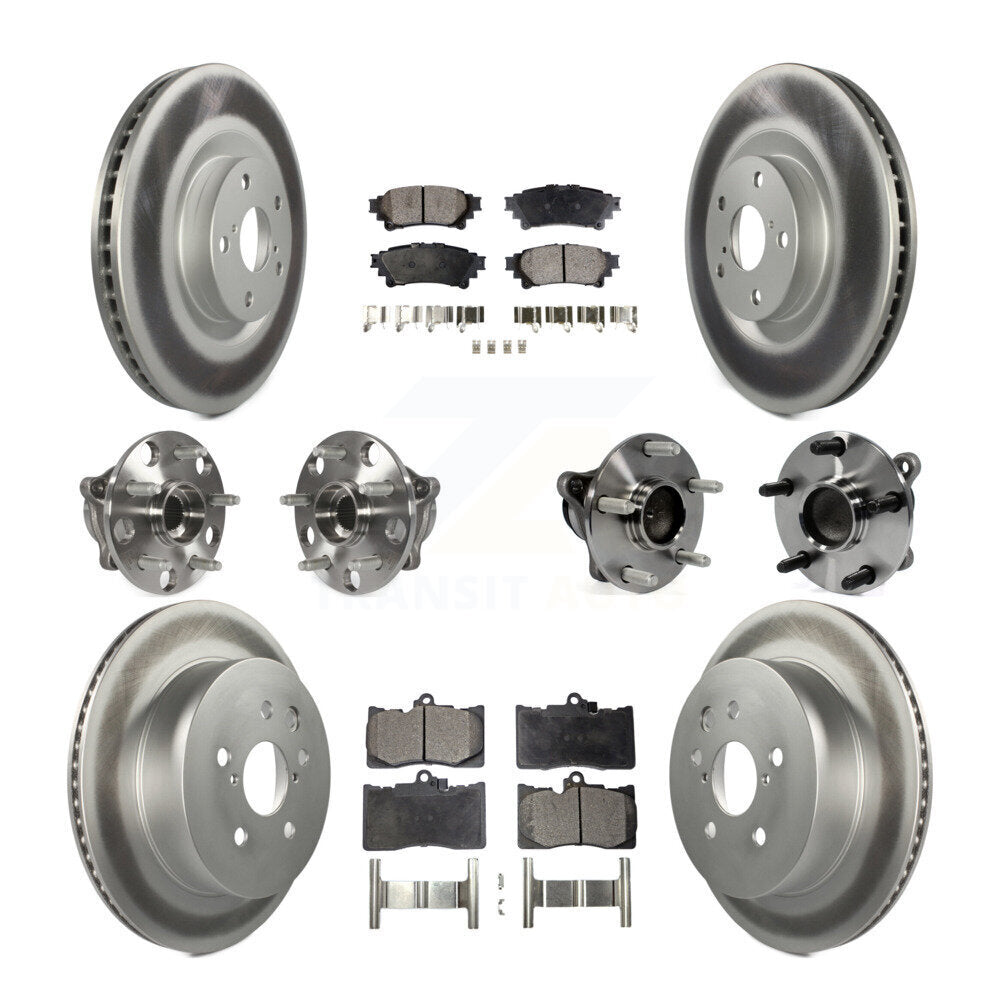 Hub Bearing Coated Disc Brake Rotor & Pads Front Rear Kit (10Pc) For Lexus IS350