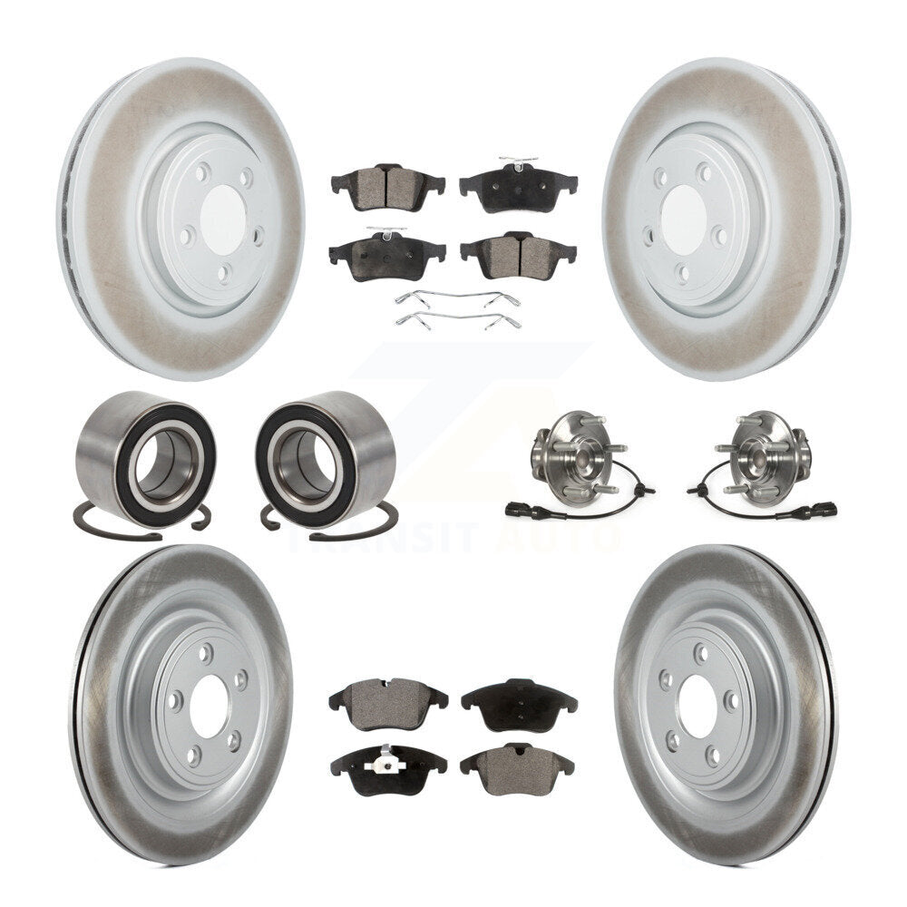 Hub Bearing Coated Disc Brake Rotor Pad Shoe Front Rear Kit (10Pc) For Jaguar XF