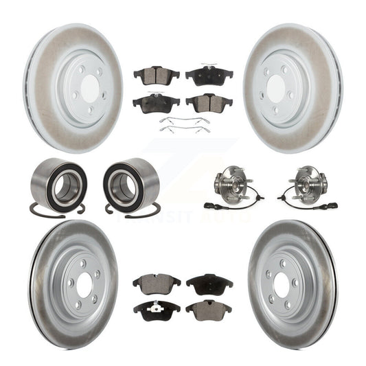 Hub Bearing Coated Disc Brake Rotor Pad Shoe Front Rear Kit (10Pc) For Jaguar XF