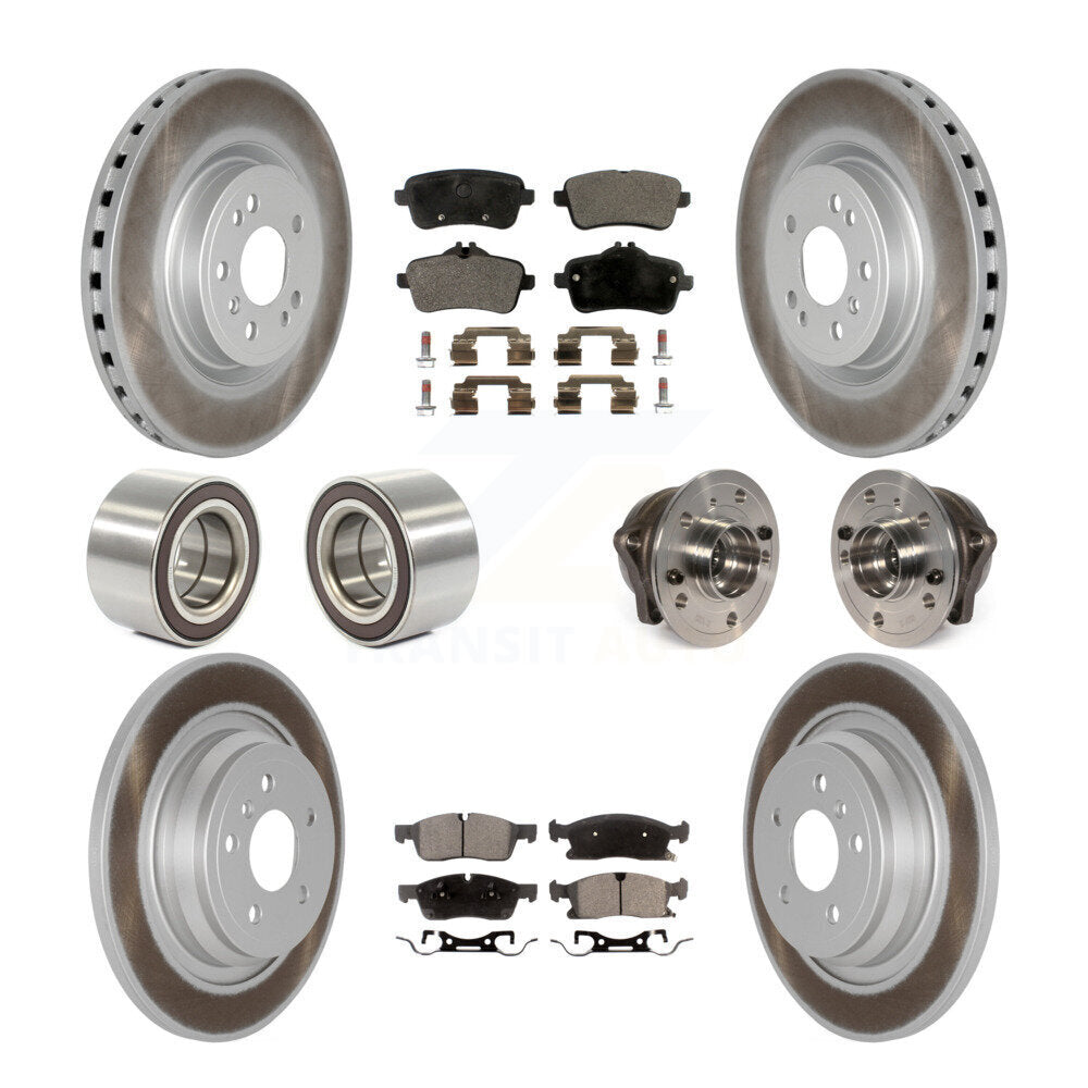 Hub Bearing Coated Brake Rotor Pads Shoe Front Rear Kit (10Pc) For Mercedes-Benz