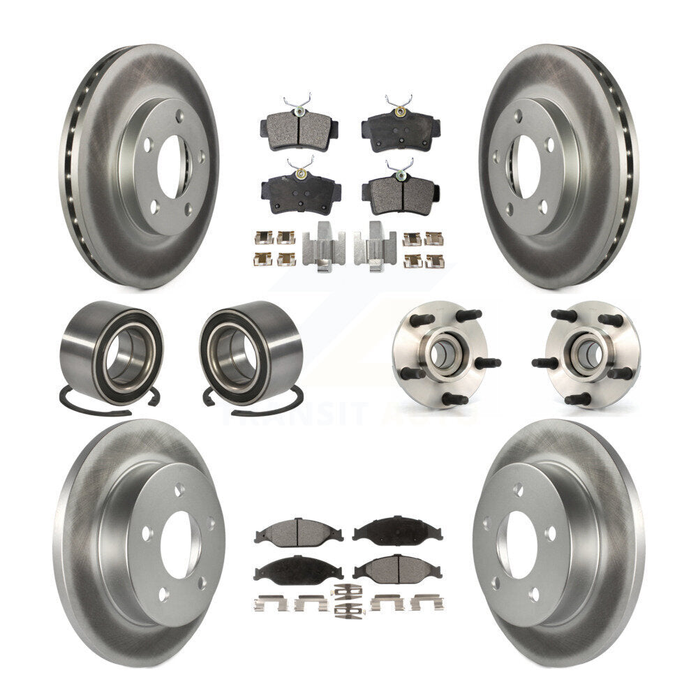 Hub Bearing Coated Brake Rotor & Pad Shoe Front Rear Kit (10Pc) For Ford Mustang
