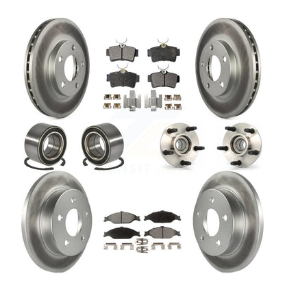 Hub Bearing Coated Brake Rotor & Pad Shoe Front Rear Kit (10Pc) For Ford Mustang