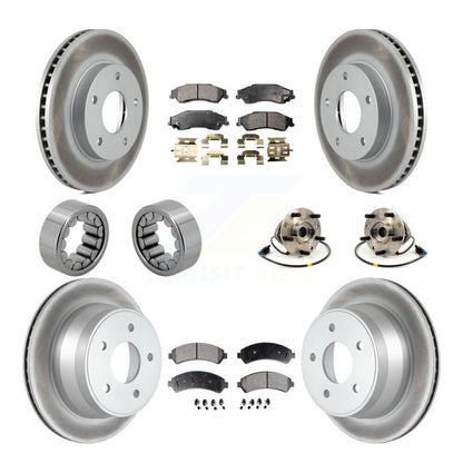 Hub Bearing Coated Brake Rotor Pads Shoe Front Rear Kit (10Pc) For Chevrolet GMC