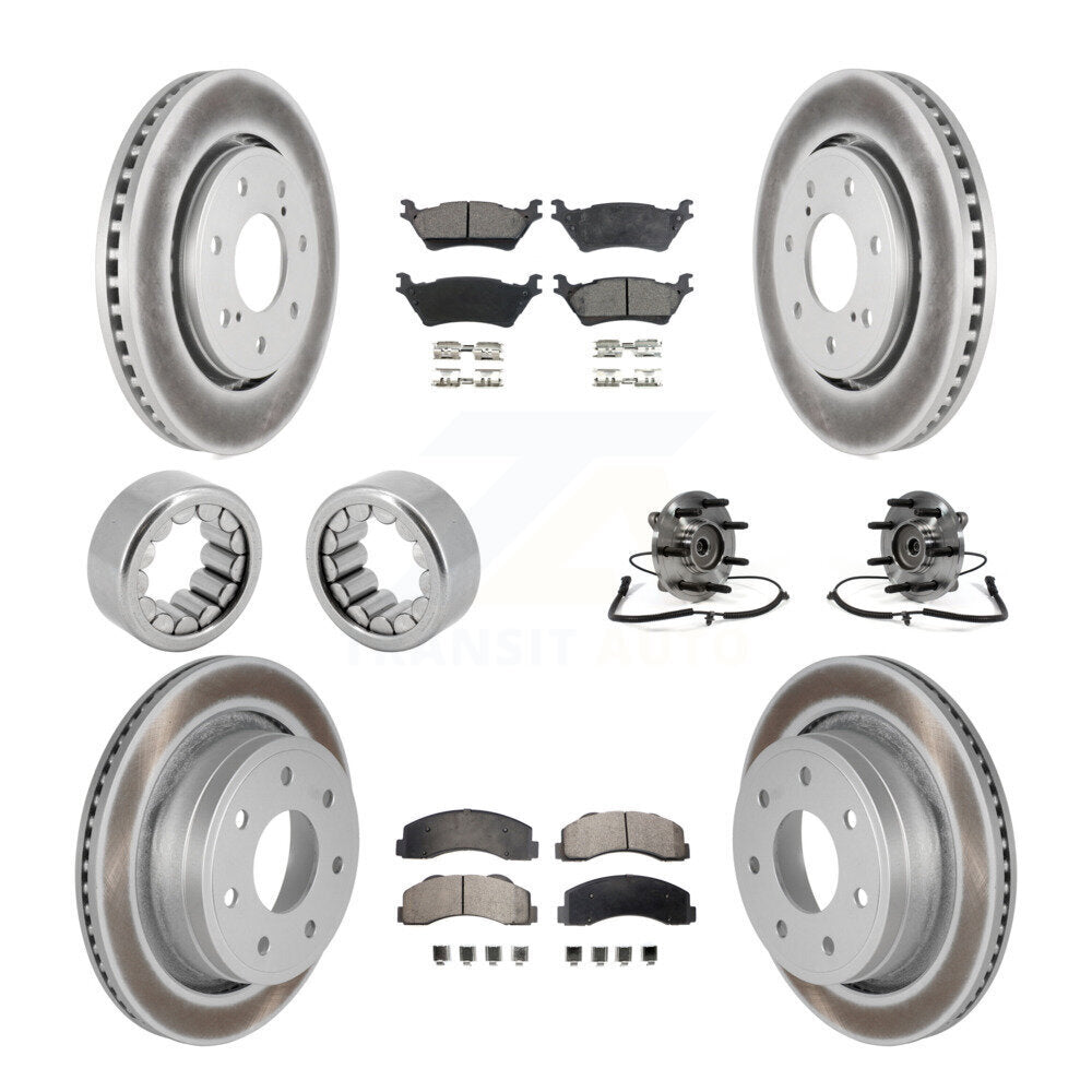 Hub Bearing Coated Brake Rotor Pad Shoe Front Rear Kit (10Pc) For Ford F-150 4WD