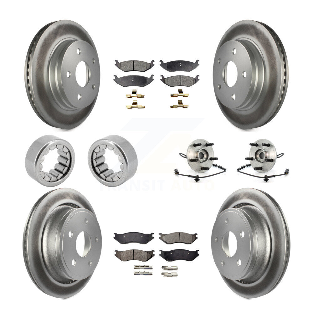 Hub Bearing Coated Brake Rotor Pad Shoe Front Rear Kit (10Pc) For Dodge Ram 1500