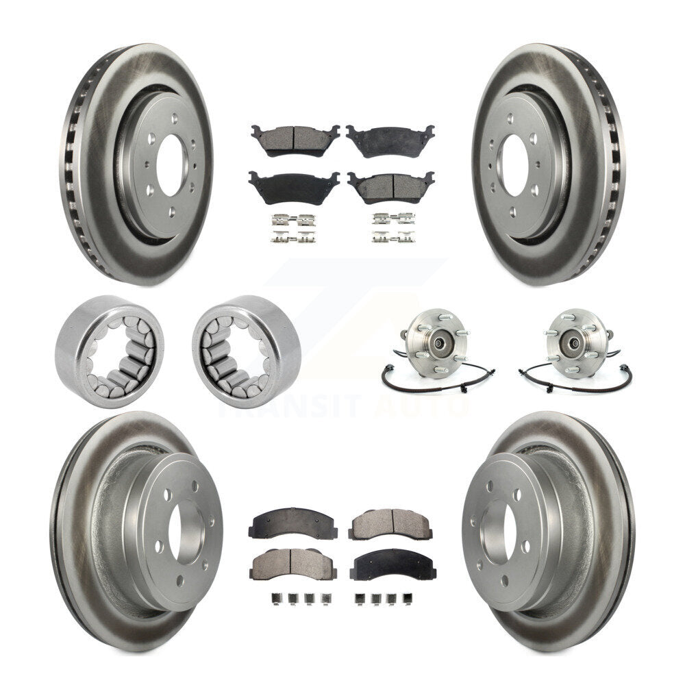Hub Bearing Coated Brake Rotor Pad Shoe Front Rear Kit (10Pc) For Ford F-150 4WD