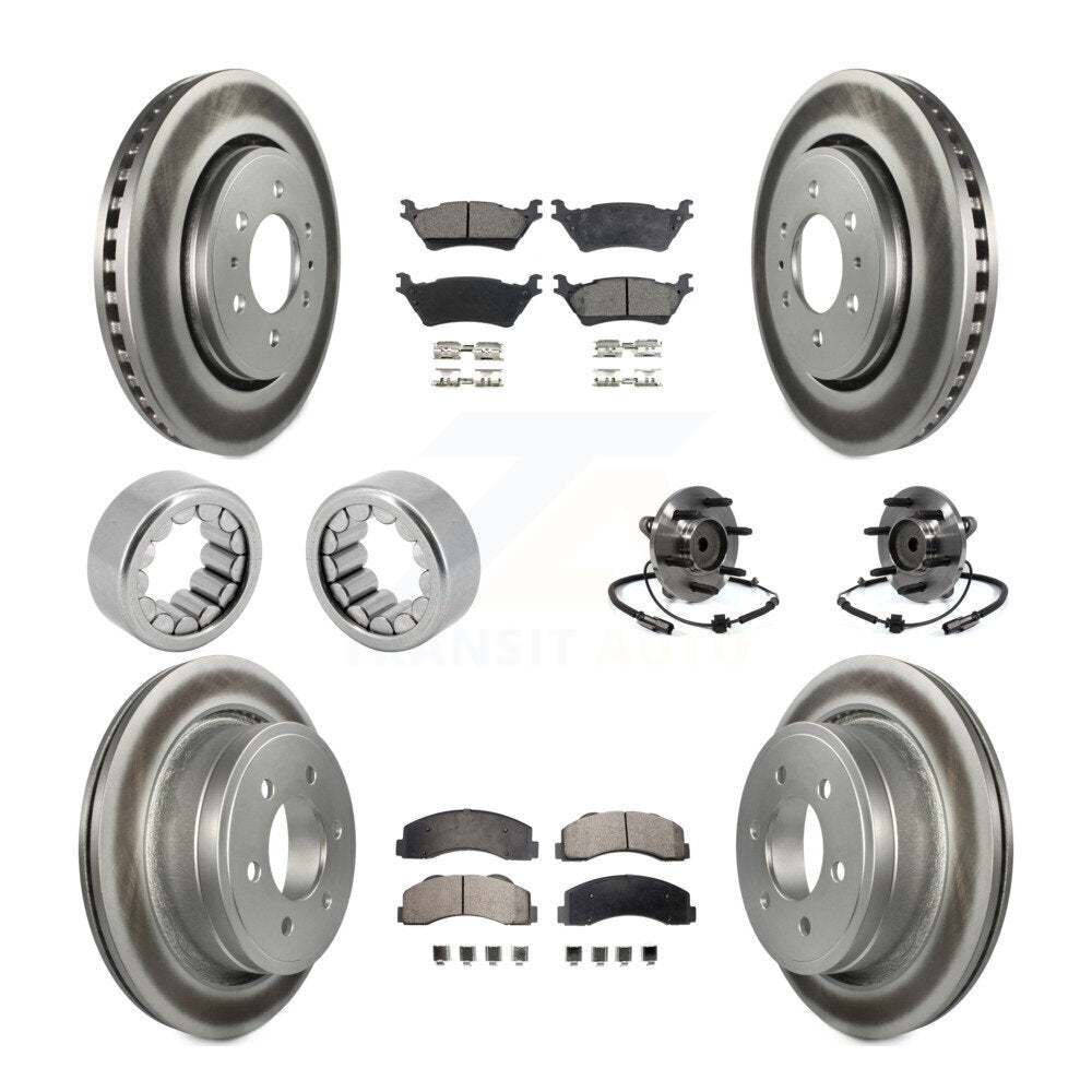 Hub Bearing Coated Brake Rotor Pad Shoe Front Rear Kit (10Pc) For Ford F-150 RWD