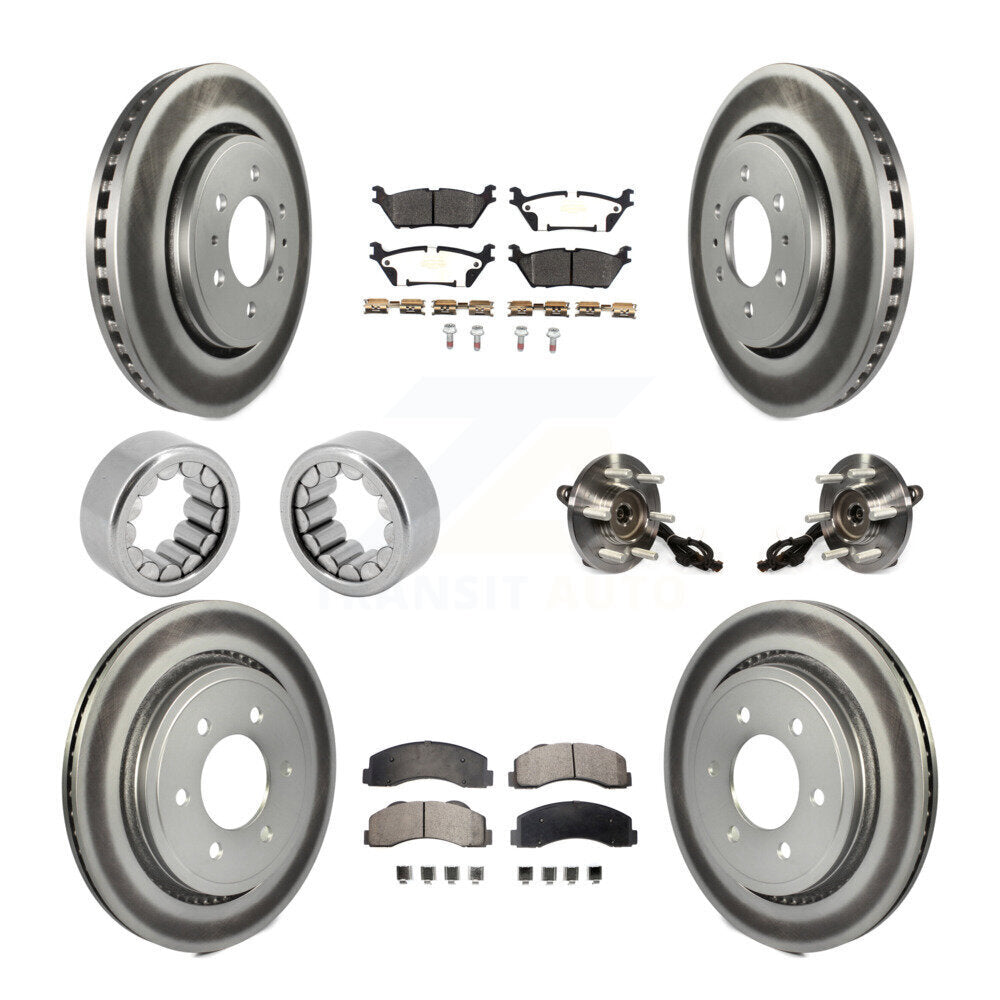 Hub Bearing Coated Brake Rotor And Pad Shoe Front Rear Kit (10Pc) For Ford F-150