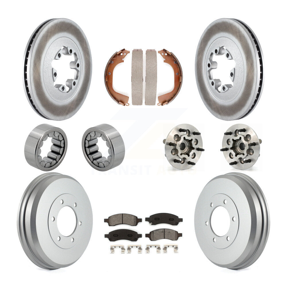 Hub Bearing Coated Brake Rotor Pads Shoe Front Rear Kit (10Pc) For Chevrolet GMC
