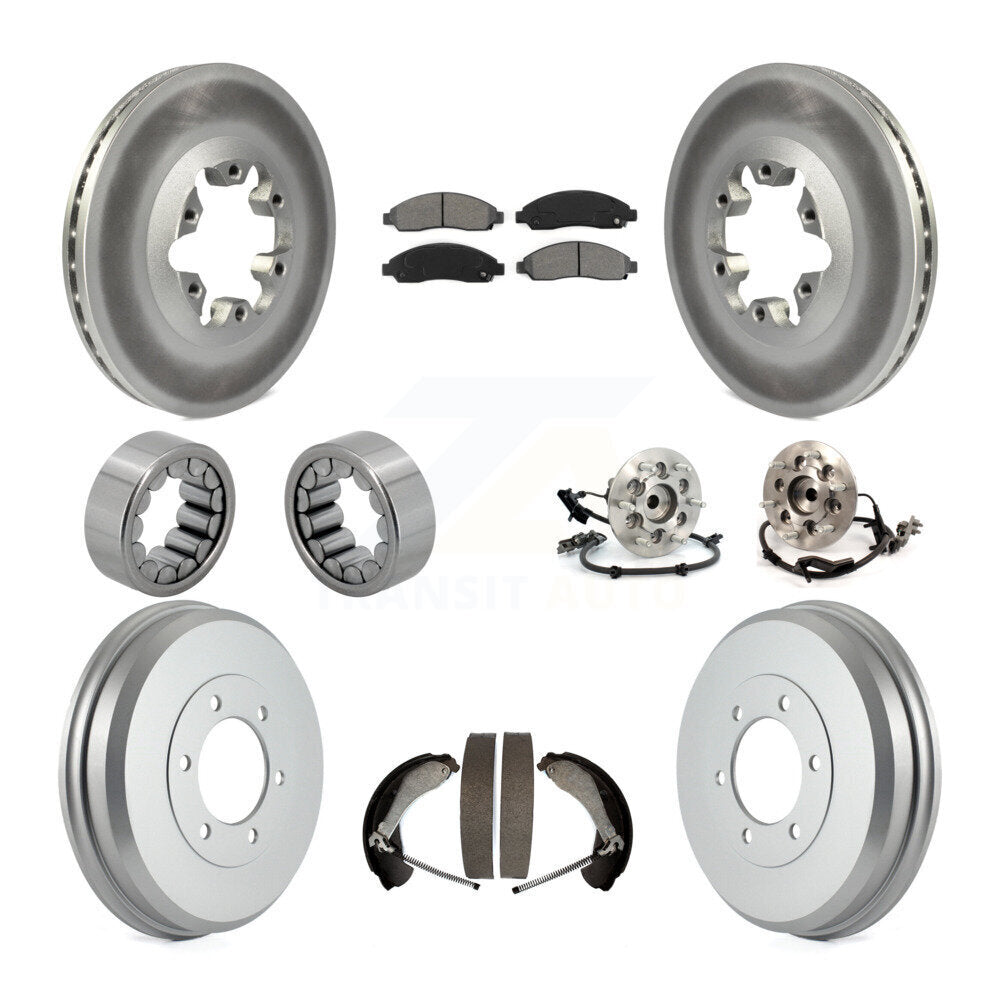 Hub Bearing Coated Brake Rotor Pads Shoe Front Rear Kit (10Pc) For Chevrolet GMC