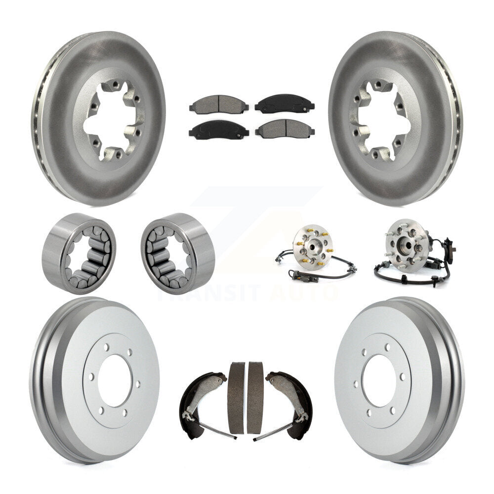 Hub Bearing Coated Brake Rotor Pads Shoe Front Rear Kit (10Pc) For Chevrolet GMC