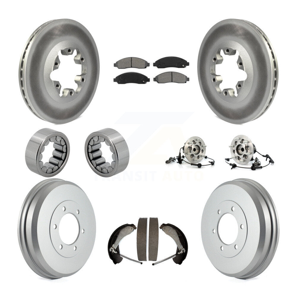 Hub Bearing Coated Brake Rotor Pads Shoe Front Rear Kit (10Pc) For Chevrolet GMC