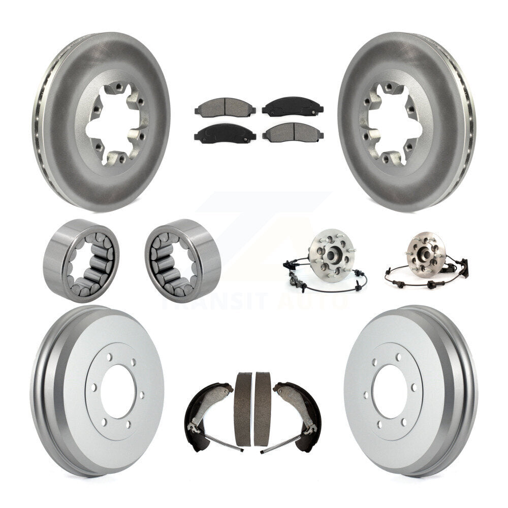 Hub Bearing Coated Brake Rotor Pads Shoe Front Rear Kit (10Pc) For Chevrolet GMC