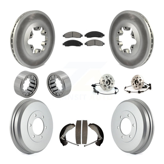 Hub Bearing Coated Brake Rotor Pads Shoe Front Rear Kit (10Pc) For Chevrolet GMC