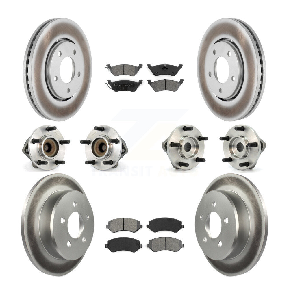 Hub Bearing Coat Brake Rotor Pad Front Rear Kit (10Pc) For Dodge Caravan Grand &