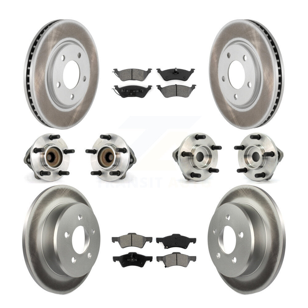 Hub Bearing Coat Brake Rotor Pad Front Rear Kit (10Pc) For Dodge Grand Caravan &