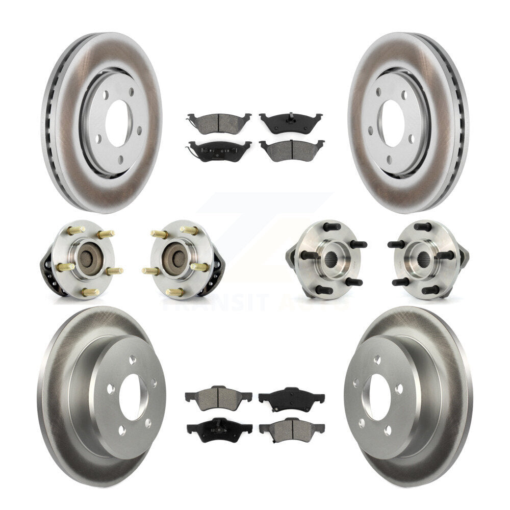 Hub Bearing Coated Disc Brake Rotor Pads Front Rear Kit (10Pc) For Dodge Caravan