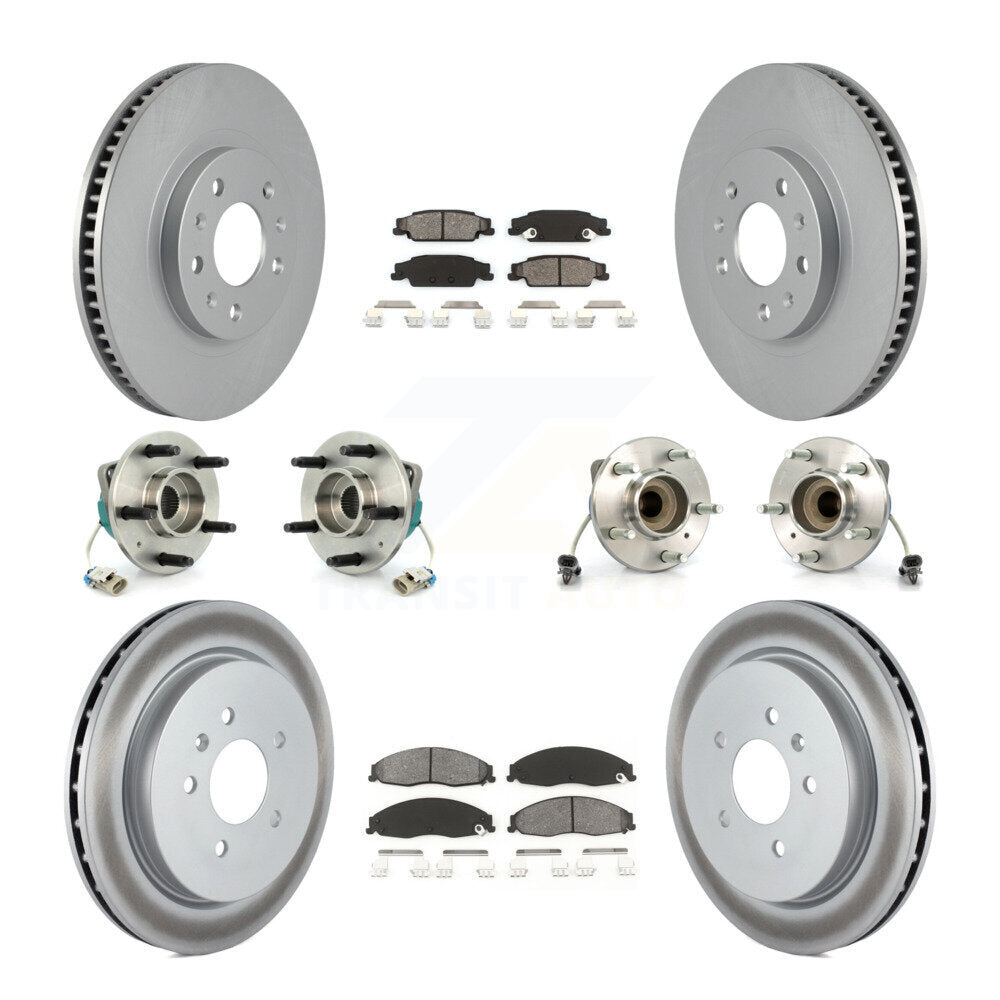 Hub Bearing Coated Disc Brake Rotor & Pad Front Rear Kit (10Pc) For Cadillac CTS
