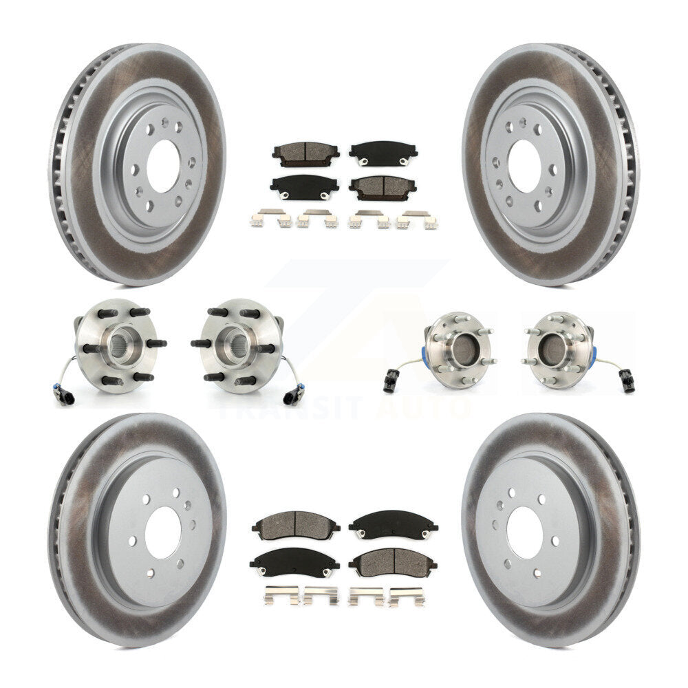 Hub Bearing Coated Brake Rotor & Pads Front Rear Kit (10Pc) For Cadillac SRX RWD