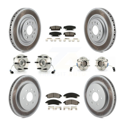 Hub Bearing Coated Brake Rotor & Pads Front Rear Kit (10Pc) For Cadillac SRX RWD