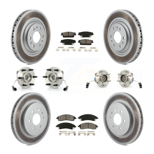 Hub Bearing Coated Brake Rotor & Pads Front Rear Kit (10Pc) For Cadillac SRX RWD