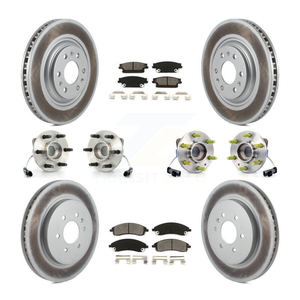 Hub Bearing Coated Brake Rotor & Pads Front Rear Kit (10Pc) For Cadillac SRX AWD