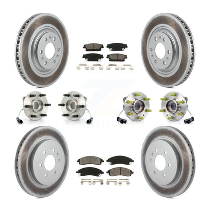 Hub Bearing Coated Brake Rotor & Pads Front Rear Kit (10Pc) For Cadillac SRX AWD