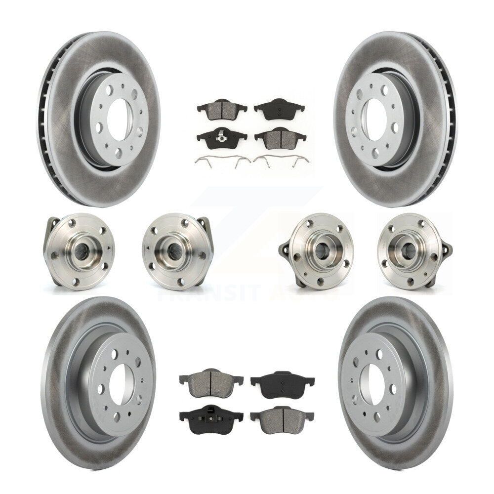 Hub Bearing Coated Brake Rotor Pads Front Rear Kit (10Pc) For Volvo S60 XC70 V70