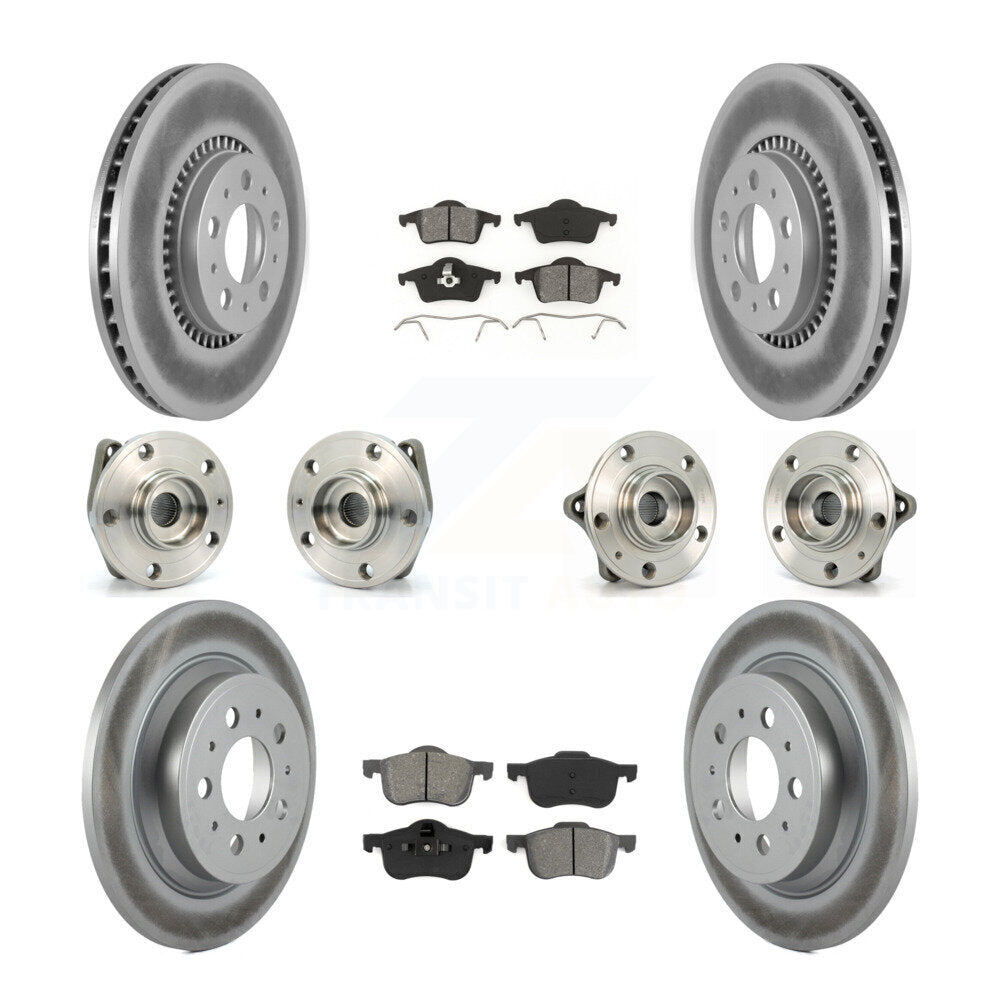 Hub Bearing Coated Brake Rotor Pads Front Rear Kit (10Pc) For Volvo S60 XC70 V70