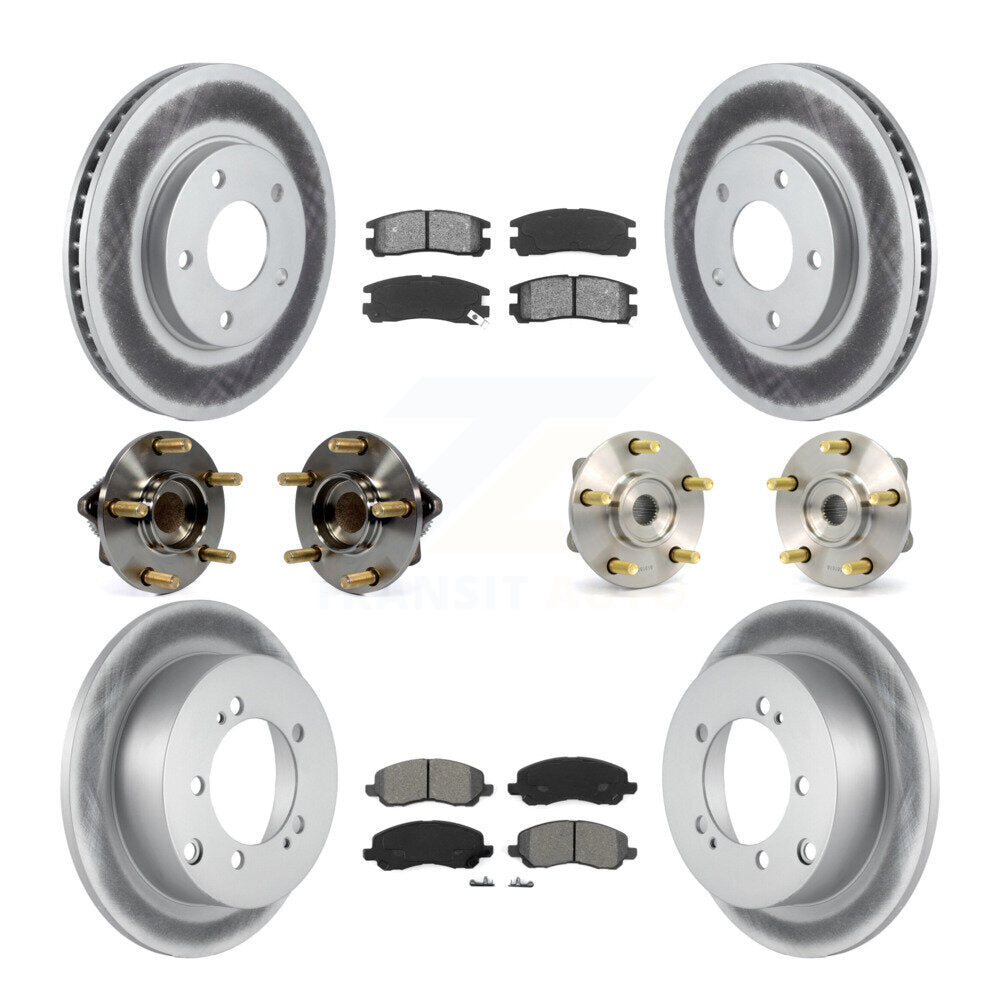 Hub Bearing Coated Brake Rotor Pads Front Rear Kit (10Pc) For Mitsubishi Eclipse