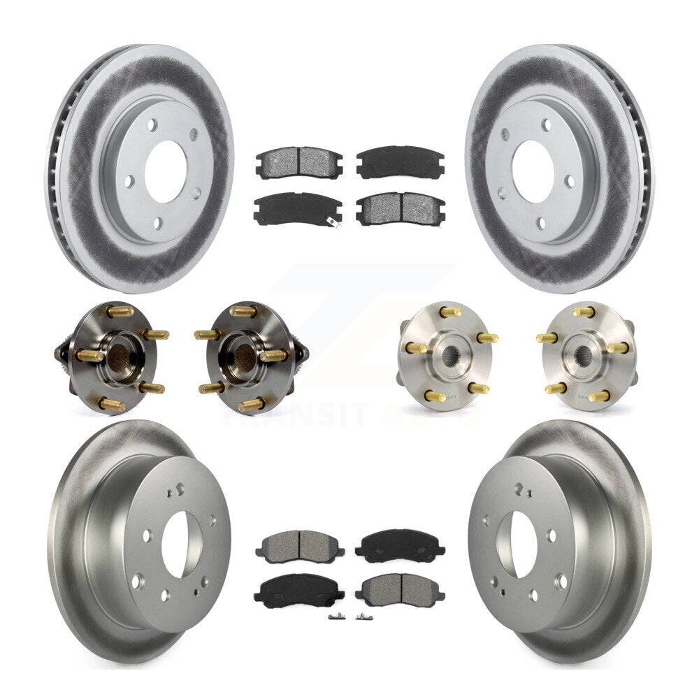 Hub Bearing Coated Brake Rotor & Pad Front Rear Kit (10Pc) For Mitsubishi Galant