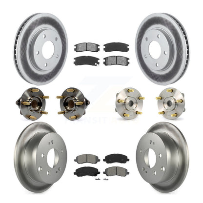 Hub Bearing Coated Brake Rotor & Pad Front Rear Kit (10Pc) For Mitsubishi Galant