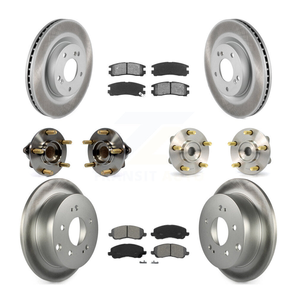 Hub Bearing Coated Brake Rotor Pads Front Rear Kit (10Pc) For Mitsubishi Eclipse