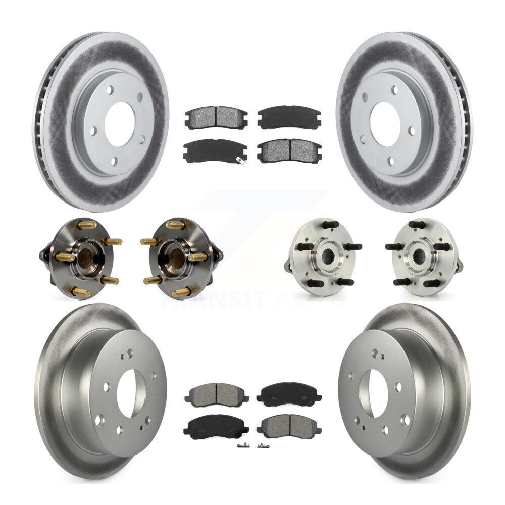 Hub Bearing Coated Brake Rotor & Pad Front Rear Kit (10Pc) For Mitsubishi Galant